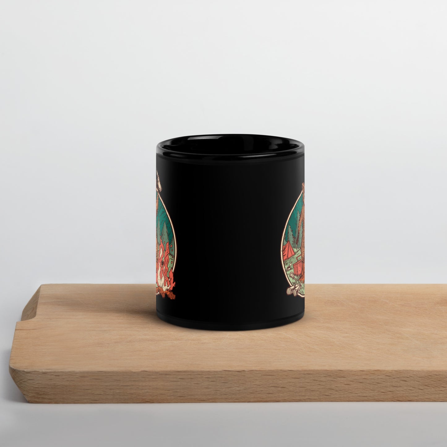 Camping Waschbär - Tasse schwarz