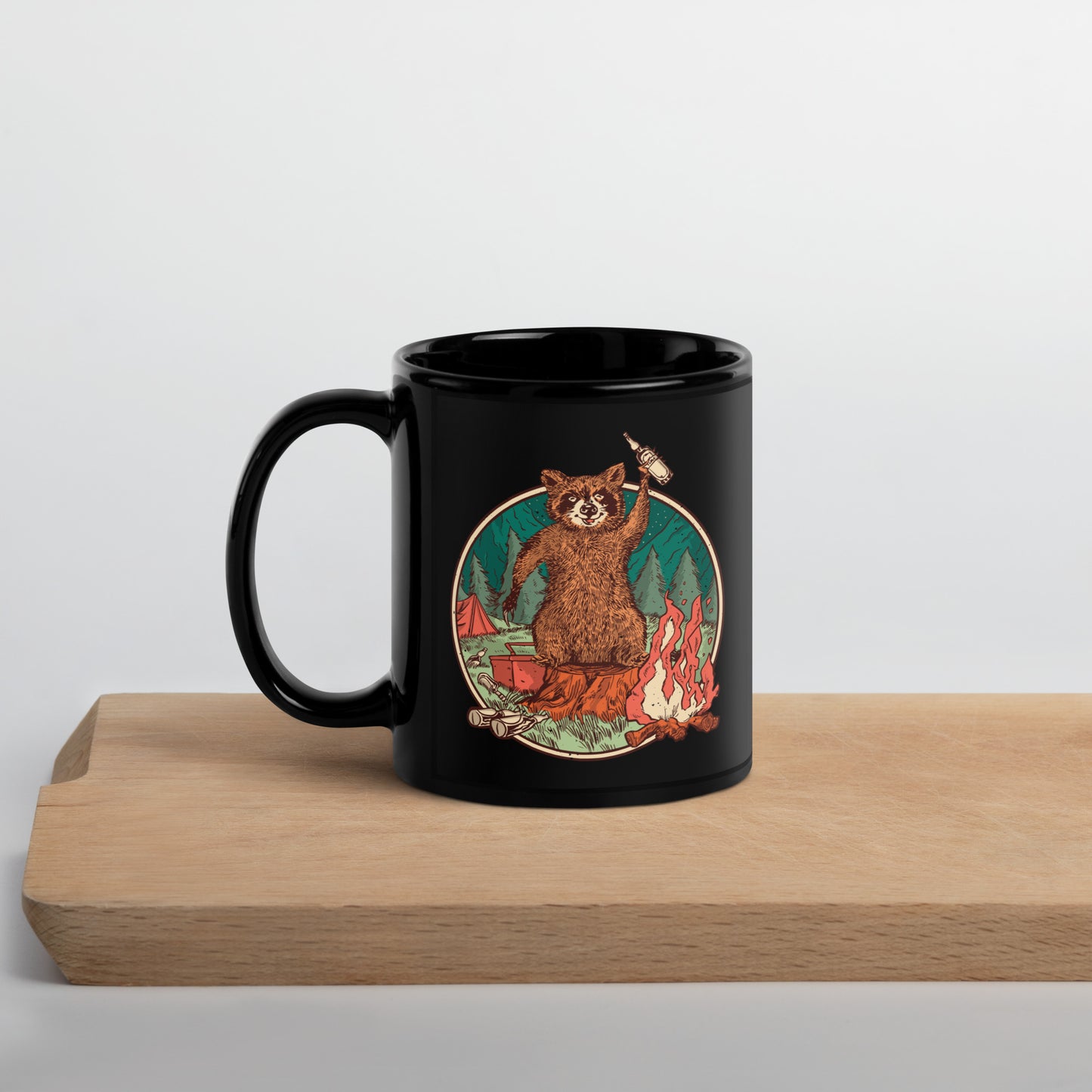 Camping Waschbär - Tasse schwarz