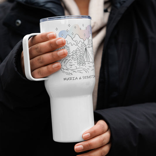 Personalisierbarer Reisebecher mit Griff